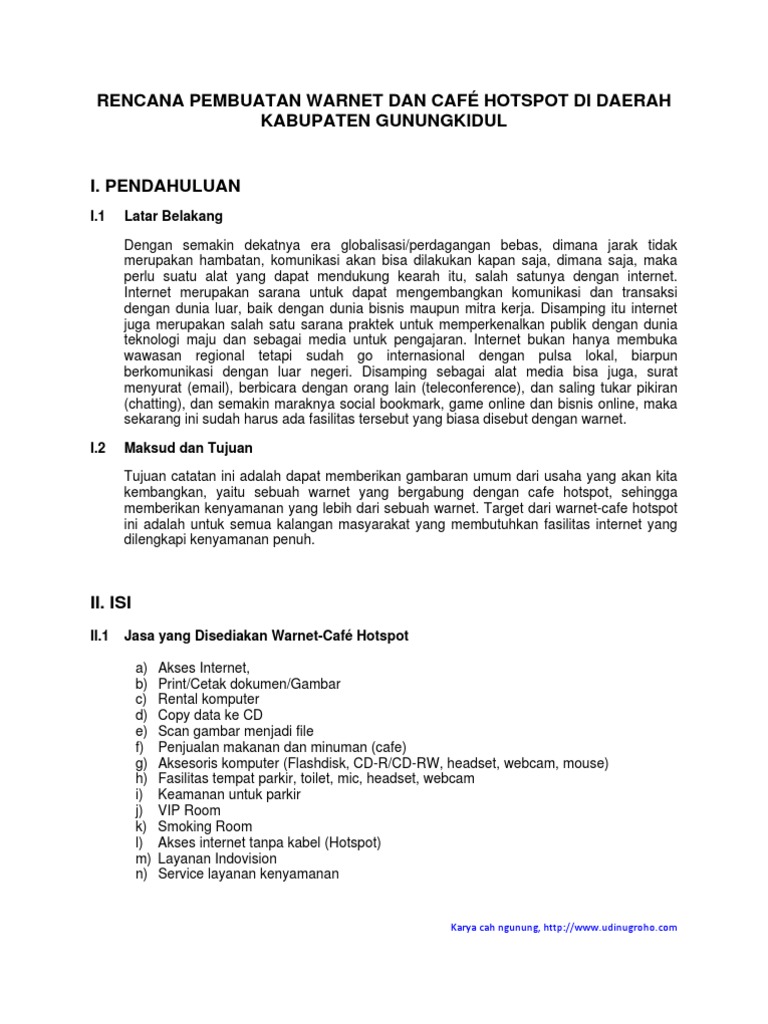 Rencana Pembuatan Cafe Hotspot