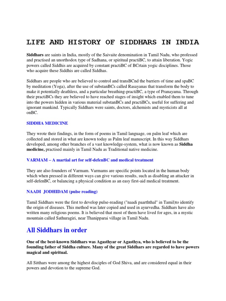 Life and History of Siddhars in India | PDF | Indian Religions | Tamils