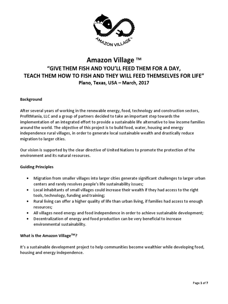 Sustainable Amazon Village Project Overview | PDF | Sustainability ...