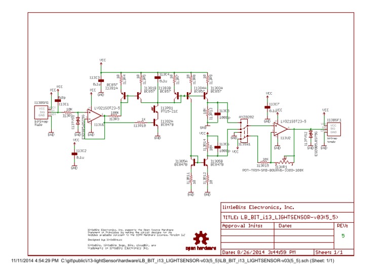 Light Sensor Hardware Schematic | PDF