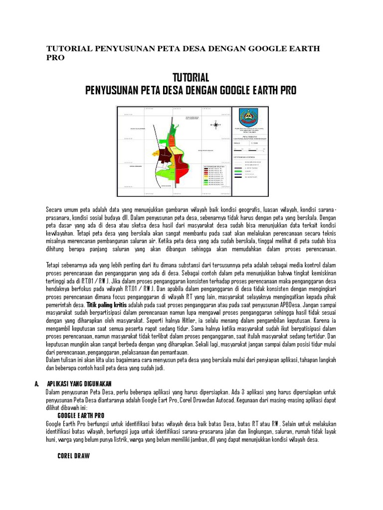 Tutorial Penyusunan Peta Desa Dengan Google Earth Pro | PDF
