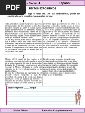 4to Grado Espanol Textos Expositivos Glaciar Pescado
