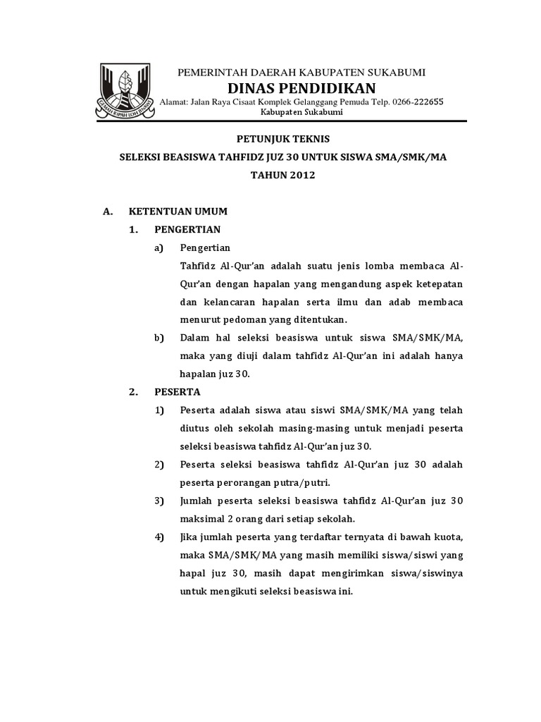 Petunjuk Teknis Tahfidz Juz 30