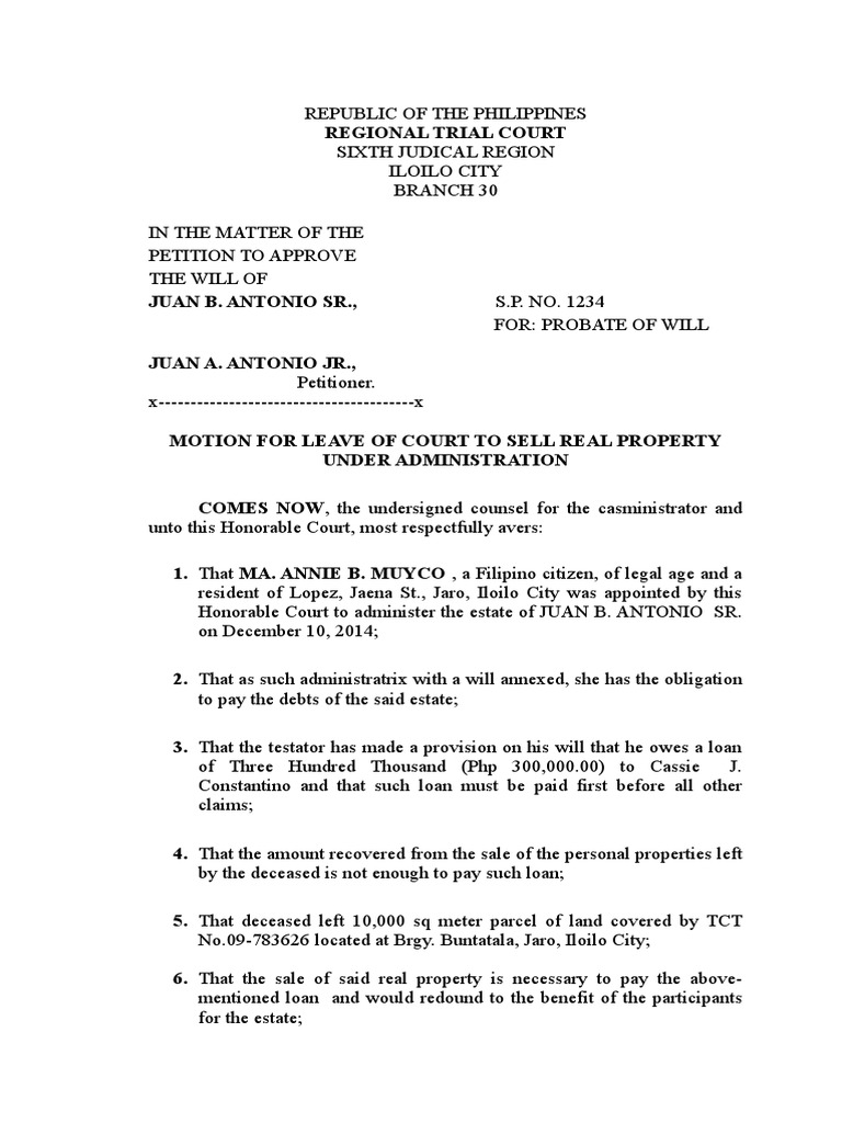 2 Motion For Leave | PDF | Will And Testament | Probate