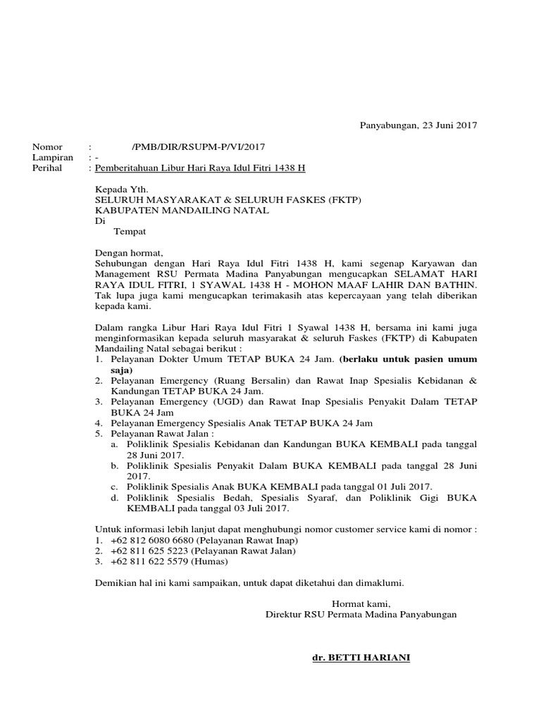 Surat Menjemput Hari Raya