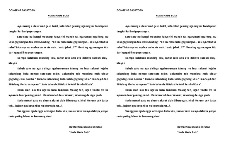 2 Dongeng Sasatoan Latihan Online