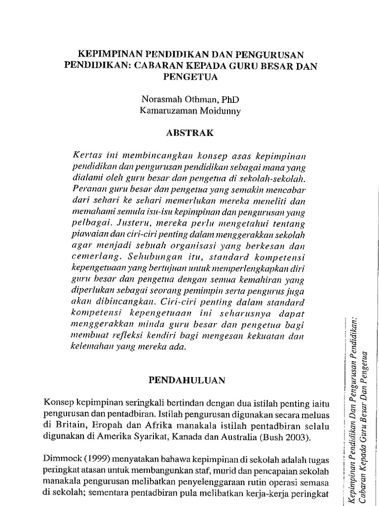 Kepimpinan Pendidikan Dan Pengurusan Pendidikan Cabaran 