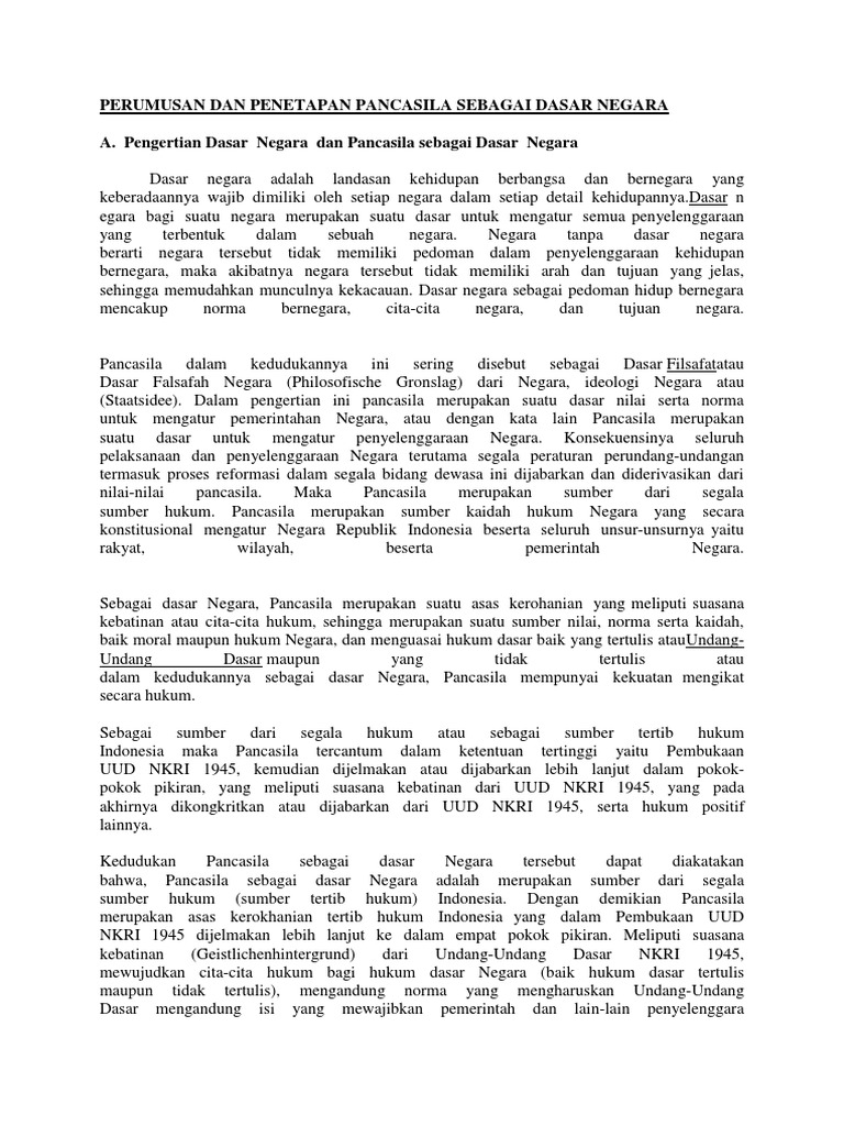 Proses Perumusan Dan Penetapan Pancasila Sebagai Dasar Negara Benar