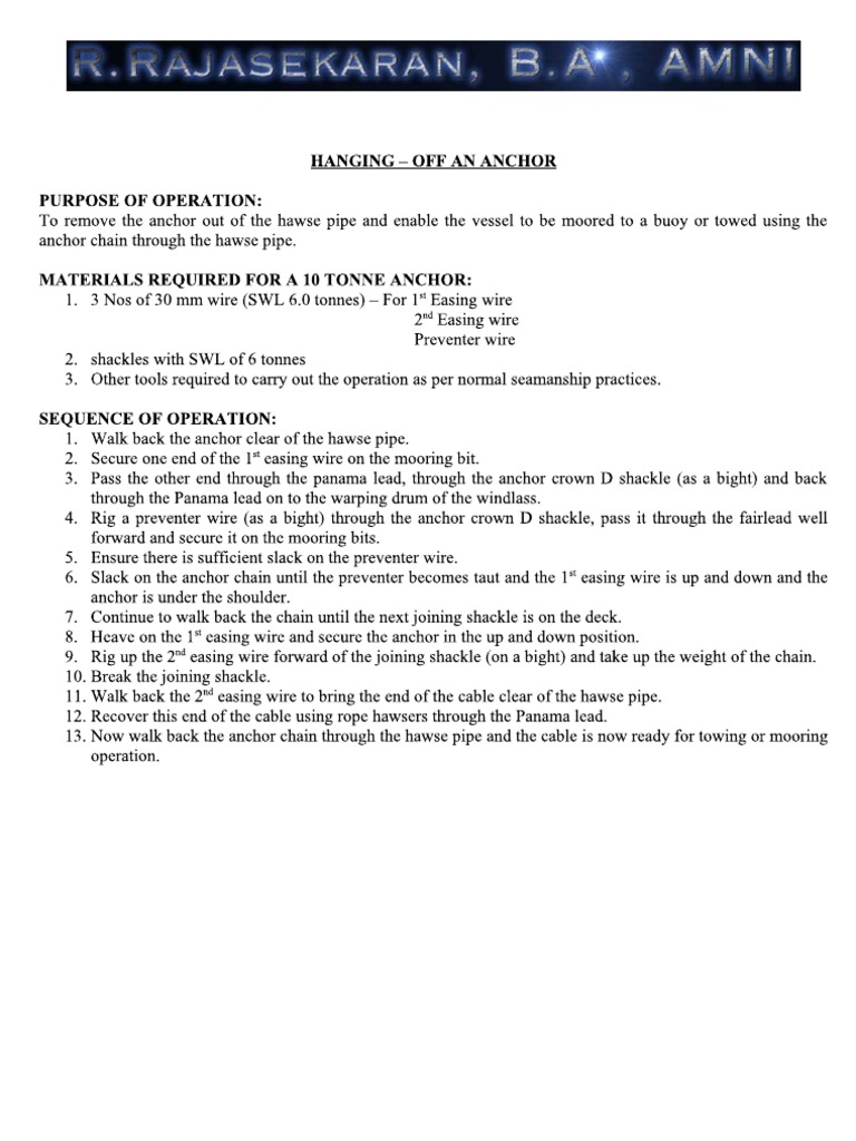 Anchoring Procedure 1 Pdf