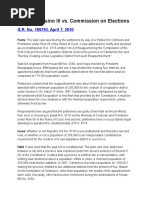 Benigno Aquino III vs. Commission On Elections: G.R. No. 189793, April 7, 2010