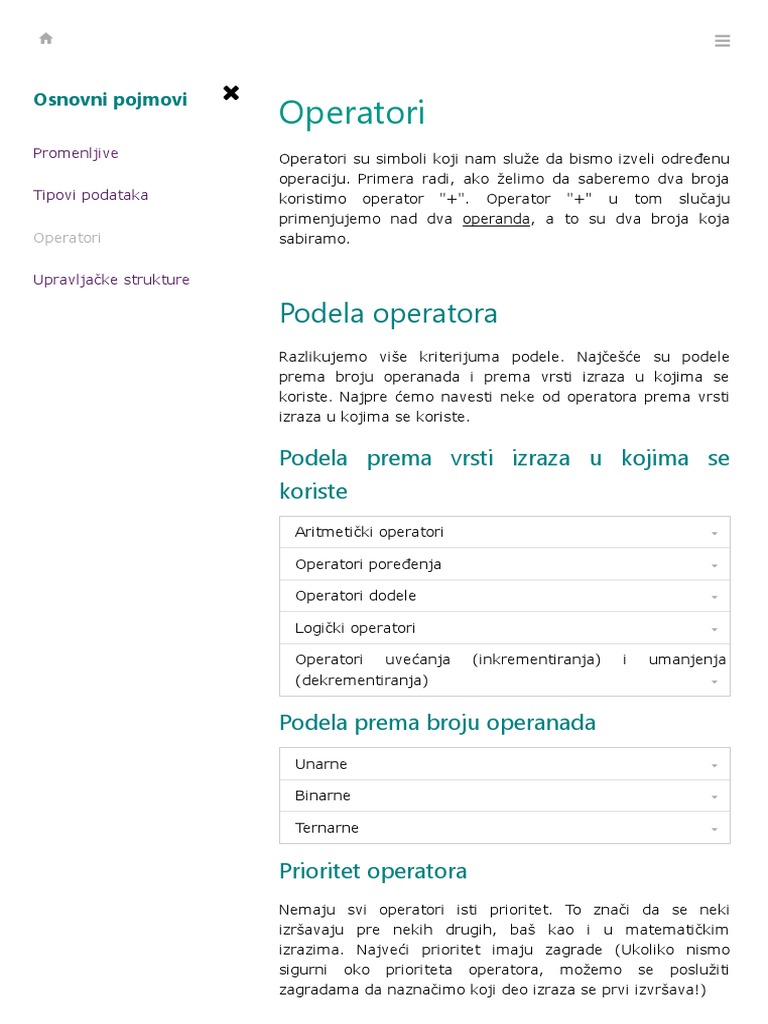 Operator Types and Priorities Explained | PDF | Computers