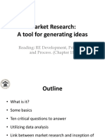 Market Research: A Tool For Generating Ideas: Reading: RE Development, Principles and Process. (Chapter 11)