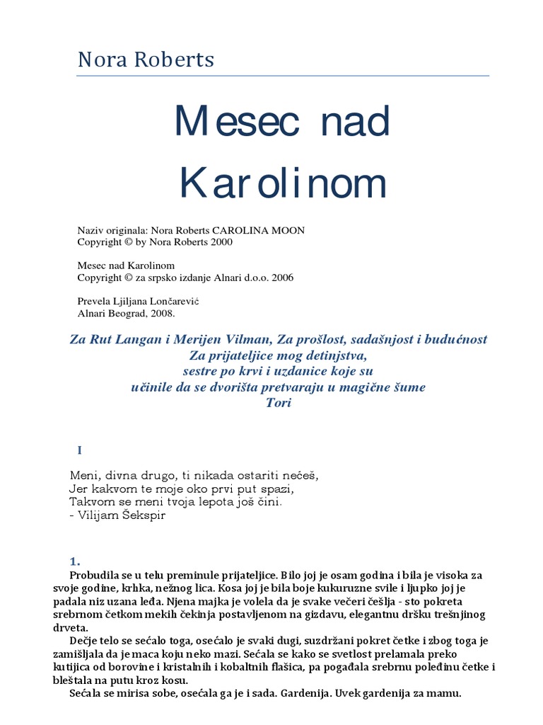 Nora Roberts - Mesec Nad Karolinom PDF | PDF