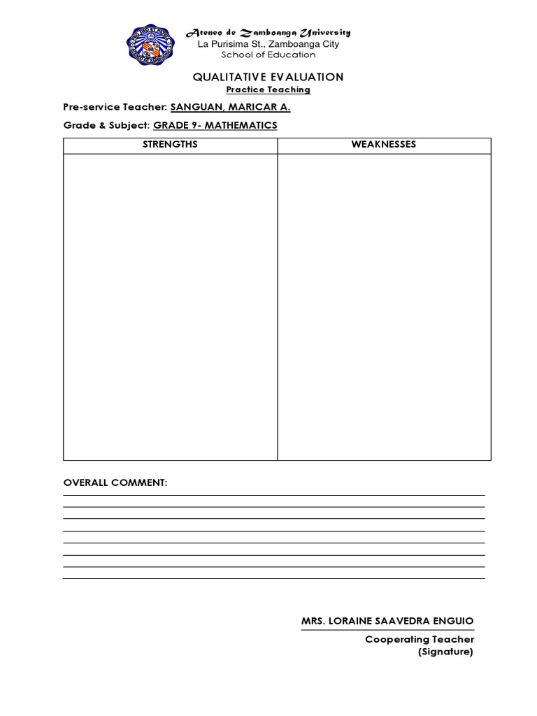 Qualitative Evaluation of Practice Teaching | PDF