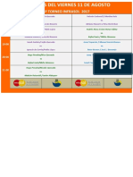 Horarios Del Viernes 11 de Agosto