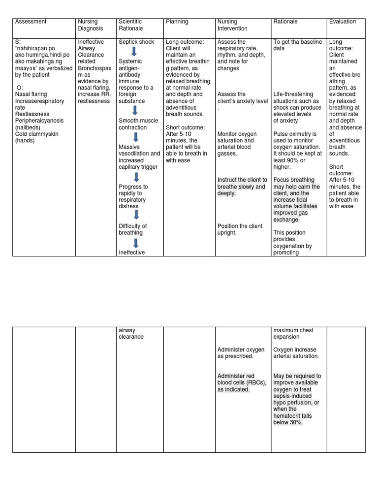 Nursing Care Plan ( Septick Shock) Breathing Shock (Circulatory)