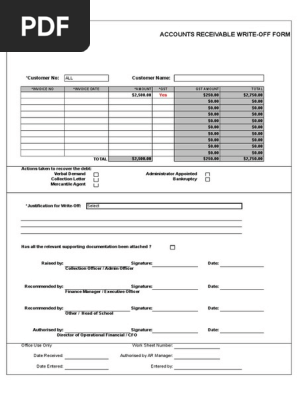 Bad Debt Write Off Form Sundry