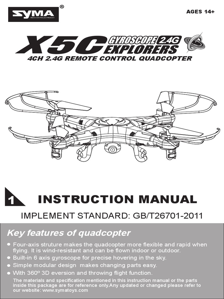 syma-x5c-user-manual.pdf | Manufactured Goods | Technology