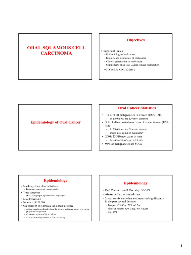 Oral Squamous Cell Carcinoma | PDF | Cancer | Epidemiology