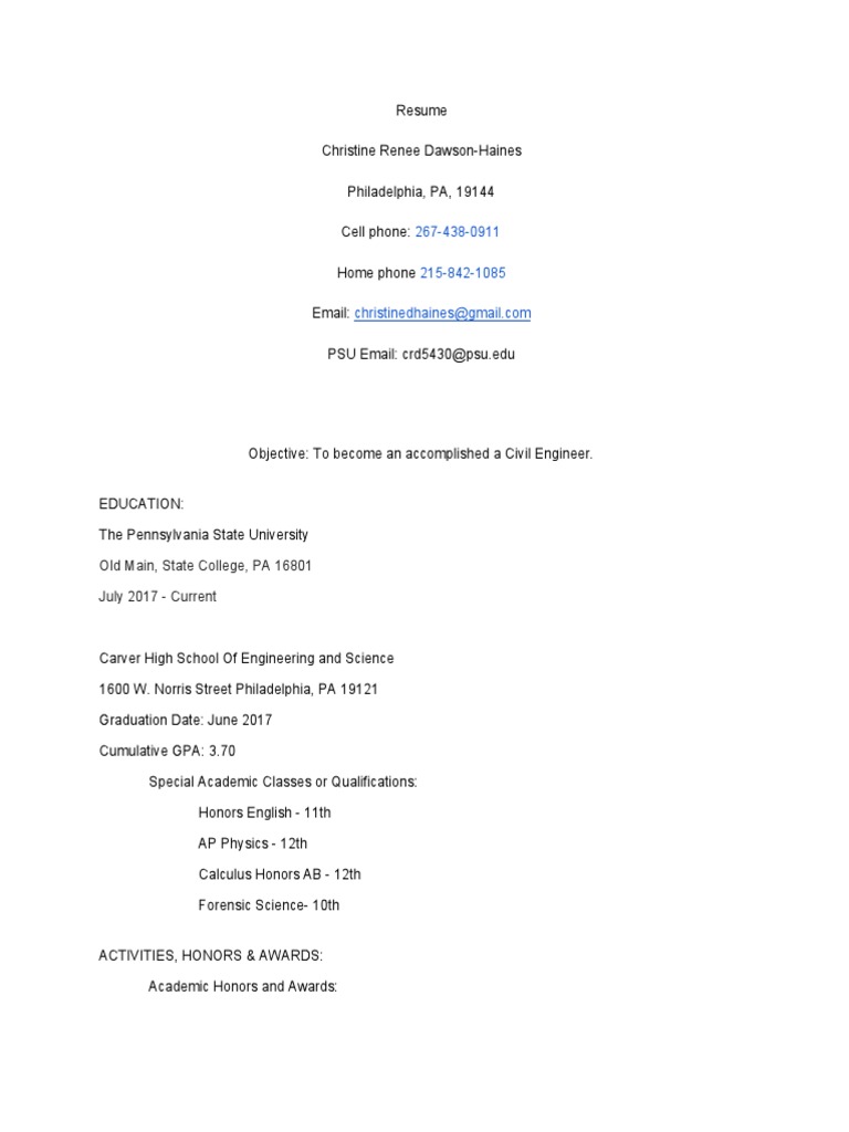Updated Resume PDF Cheerleading Labour