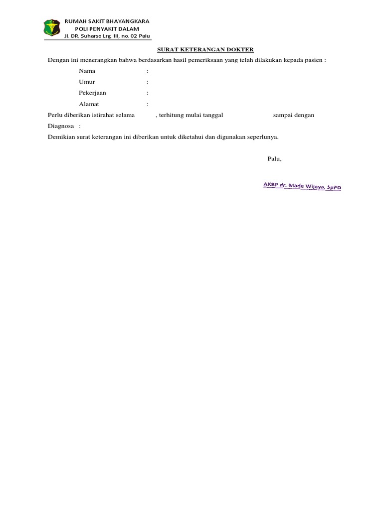 Contoh Surat Sakit Pdf