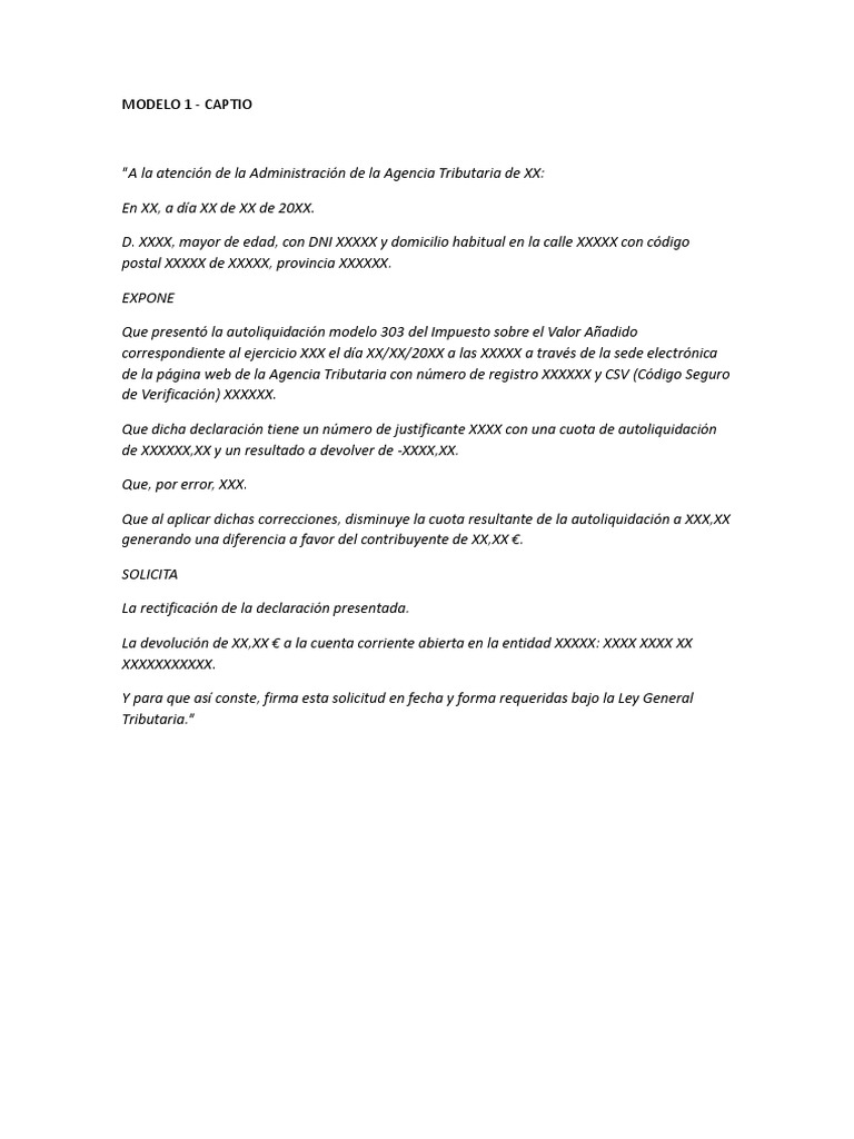 Modelo de carta para declaraci n rectificativa descargar gratis pdf