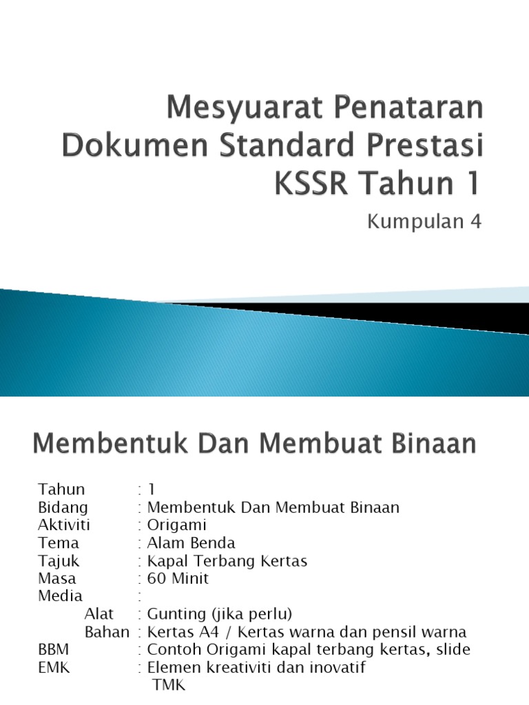 Mesyuarat Penataran Dokumen Standard Prestasi Kssr Tahun 1