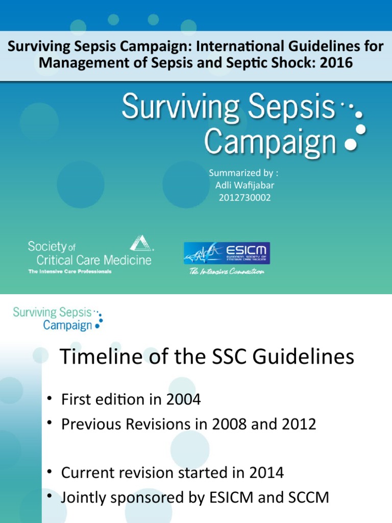 Surviving Sepsis Campaign 2016 Guidelines Presentation Final Revisied