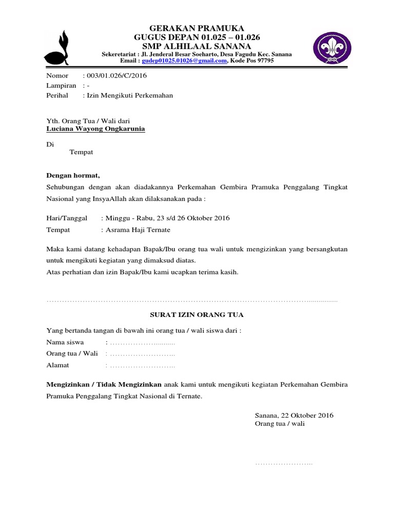Surat Izin Pramuka