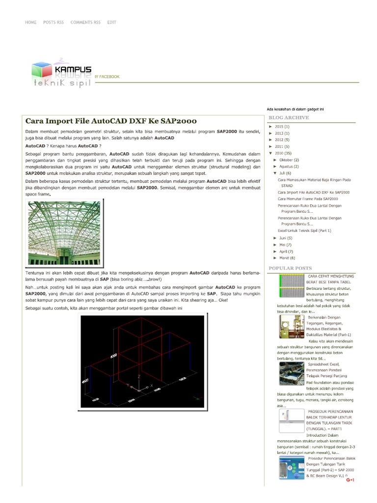 Cara import file autocad dxf ke sap2000 pdf