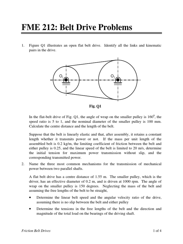 Belt Drive Problems and Solutions | PDF | Belt (Mechanical) | Applied ...