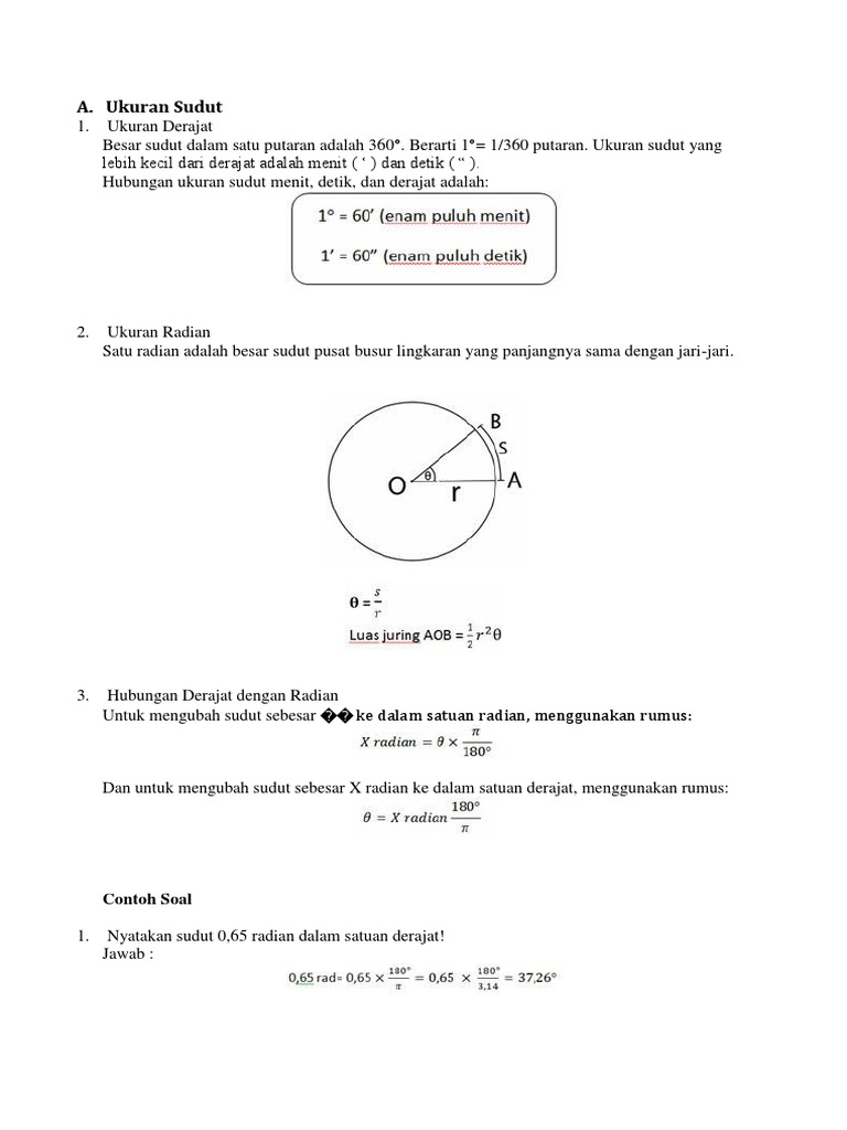  Trigonometri  Ukuran  Sudut  Derajat Dan Radian Berbagai Ukuran 