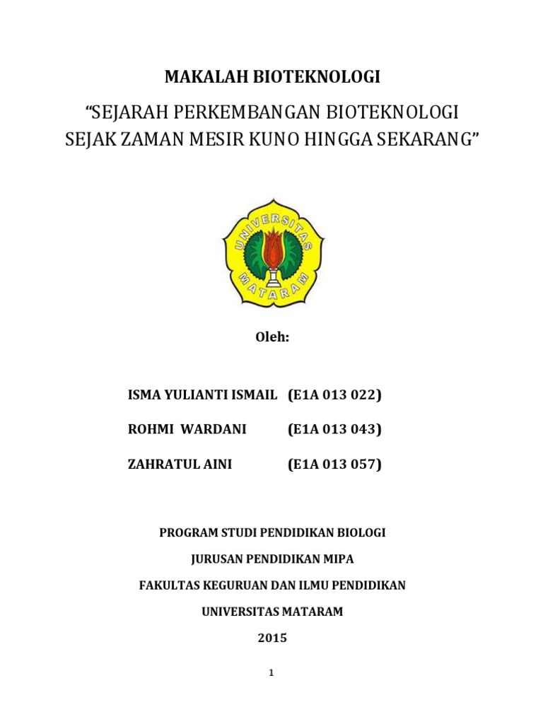 Makalah Sejarah Perkembangan Bioteknolog