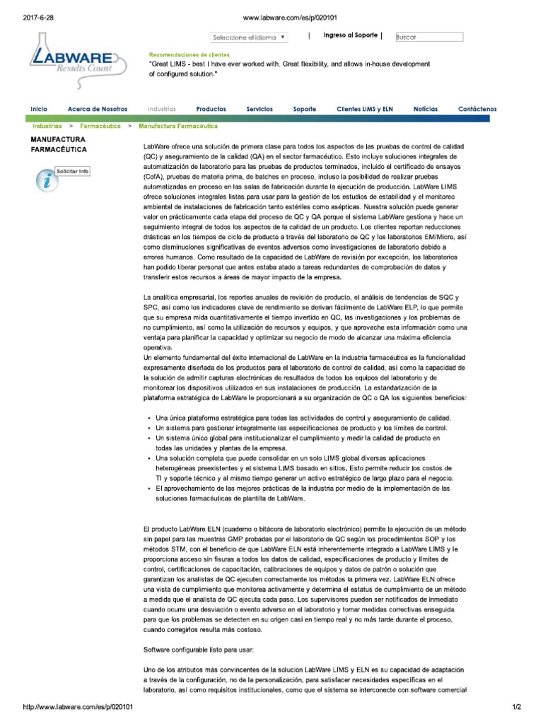 LIMS - (LabWare LIMS) - PDF | PDF