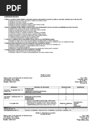 5b Cultură Civică Clasa 8 Planificare
