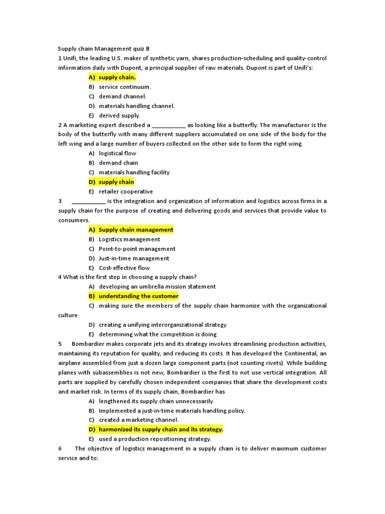 Supply chain Management quiz.pdf Supply Chain Supply Chain Management Prueba gratuita de