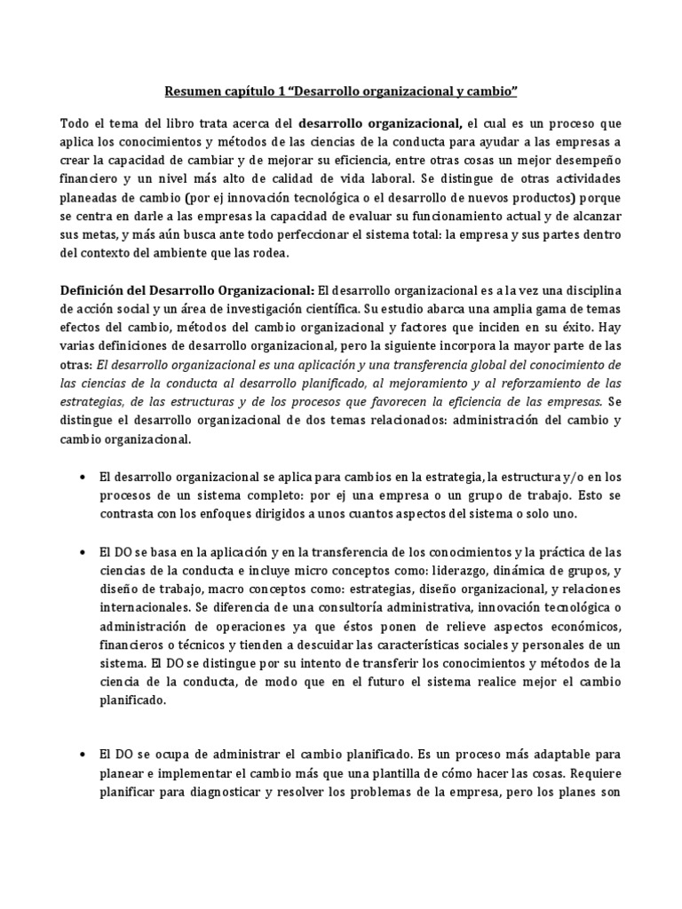 Desarrollo Organizacional y Cambio | PDF | Desarrollo organizacional ...