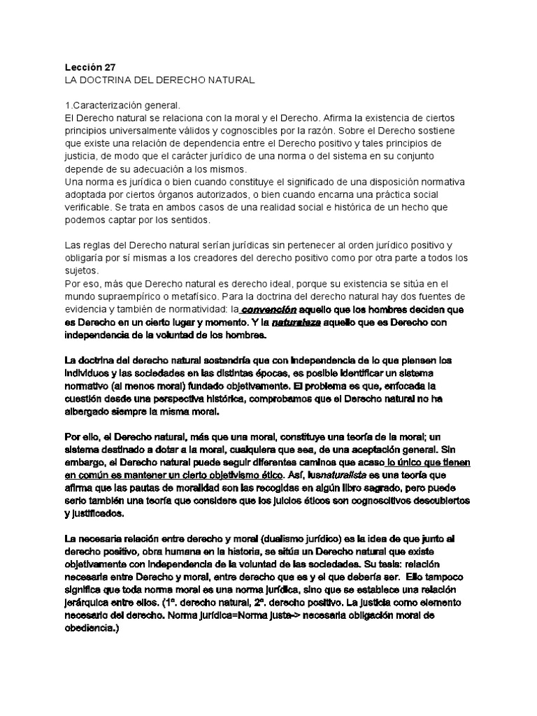 Lección 27 TEoria Del Derecho | PDF | La Ley natural | Moralidad