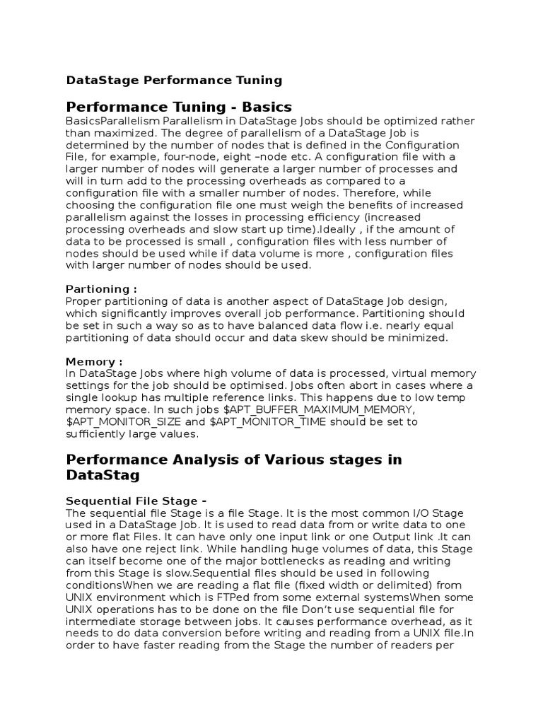 Datastage Performance Guide PDF | PDF | Data Type | Computer Programming