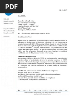 COI Appearance Letter