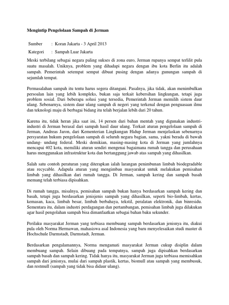 Mengintip Pengelolaan Sampah Di Jerma1docx