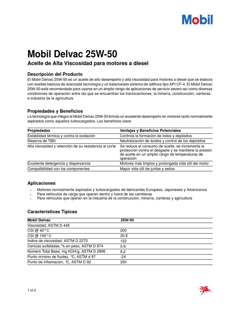 Mobil Delvac 25W50.pdf | Diesel Engine | Oil