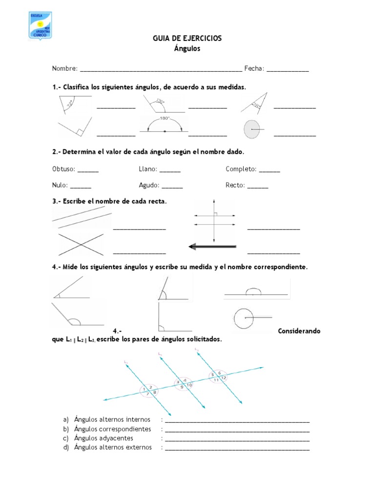 Guia de Angulos | PDF | Geometría | Enseñanza de matemática