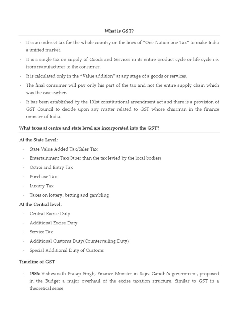 Understanding GST: Overview and Benefits | PDF | Value Added Tax | Taxes