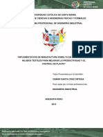 Implementacion de Manufactura Esbelta en Una Empresa de Hilados Textiles para Mejorar La Poductividad y El Control de Planta