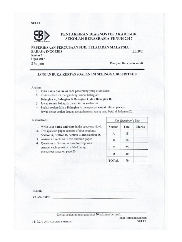 Bahasa Inggeris Sbp Trial Spm 2017 Paper 2 Pdf
