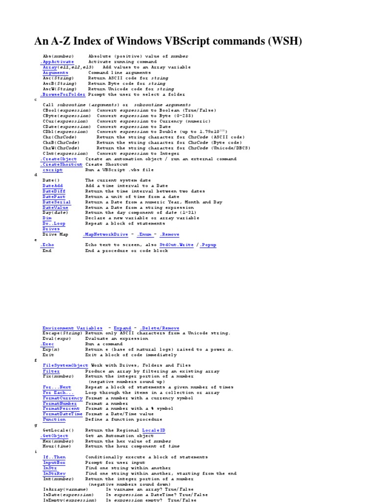 Vbscript Commands – Visual Basic Script (VBS): Wichtige Objekte und ...