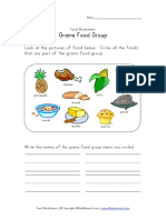 Grains Food Group Worksheet