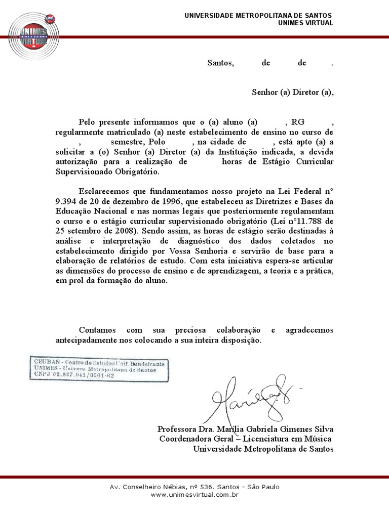 Trending Carta De Apresentação Estagio Direito transparant Carta