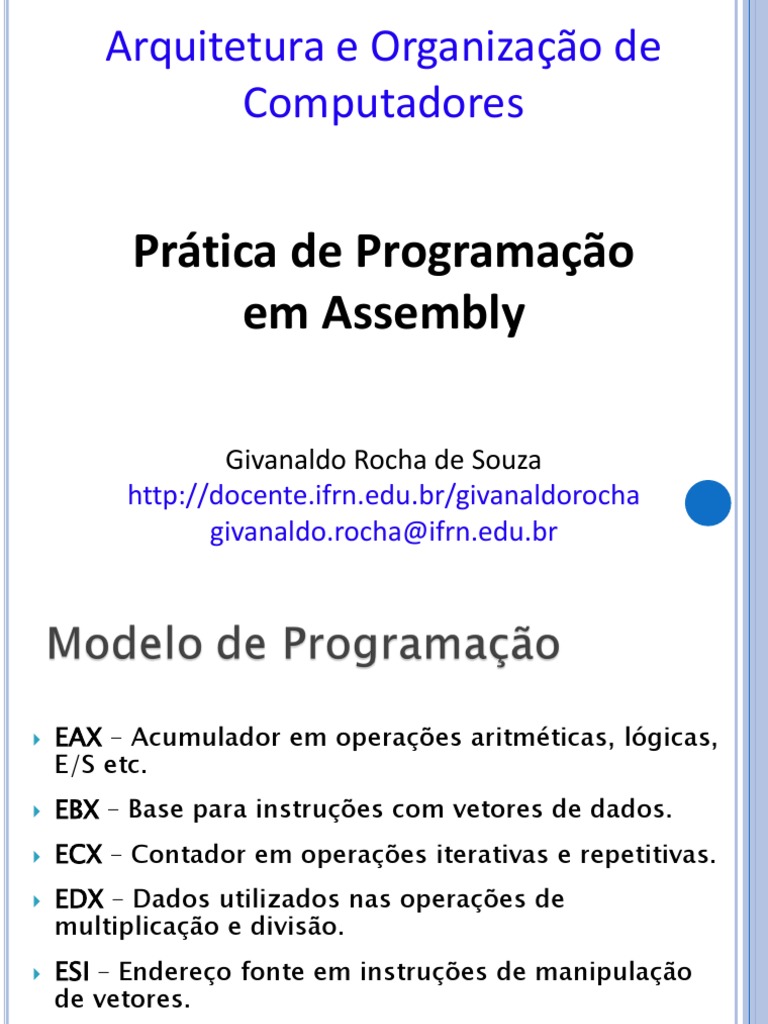Programação em Assembly: Registros e Instruções | PDF | Linguagem ...